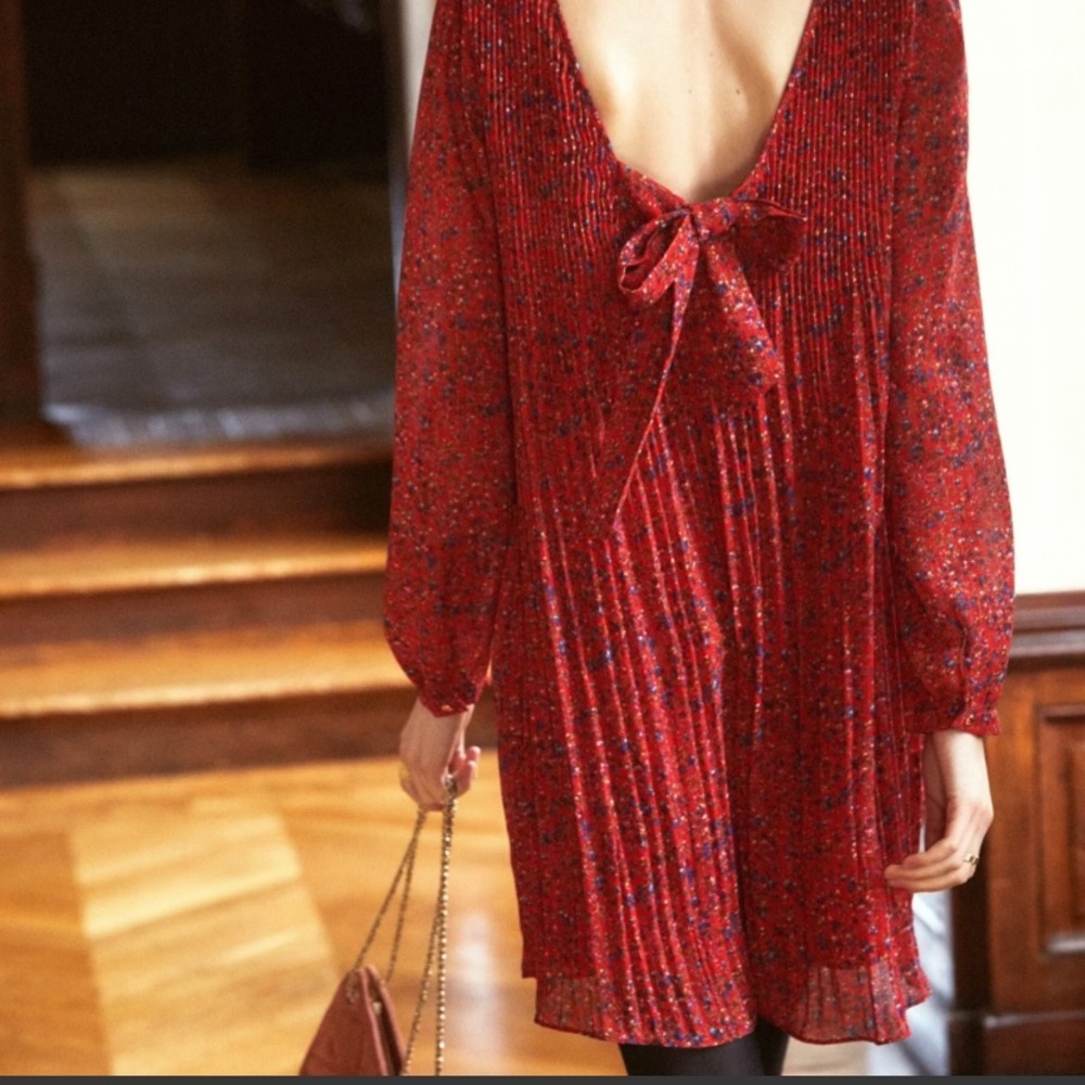 Sezane Red Floral Dress